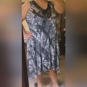 Elegant Black and White High Low Dress